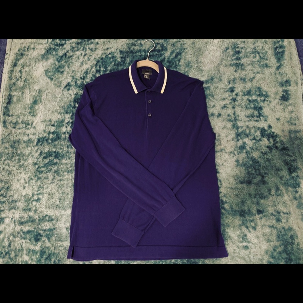 Navy Blue Long Sleeve Polo xl